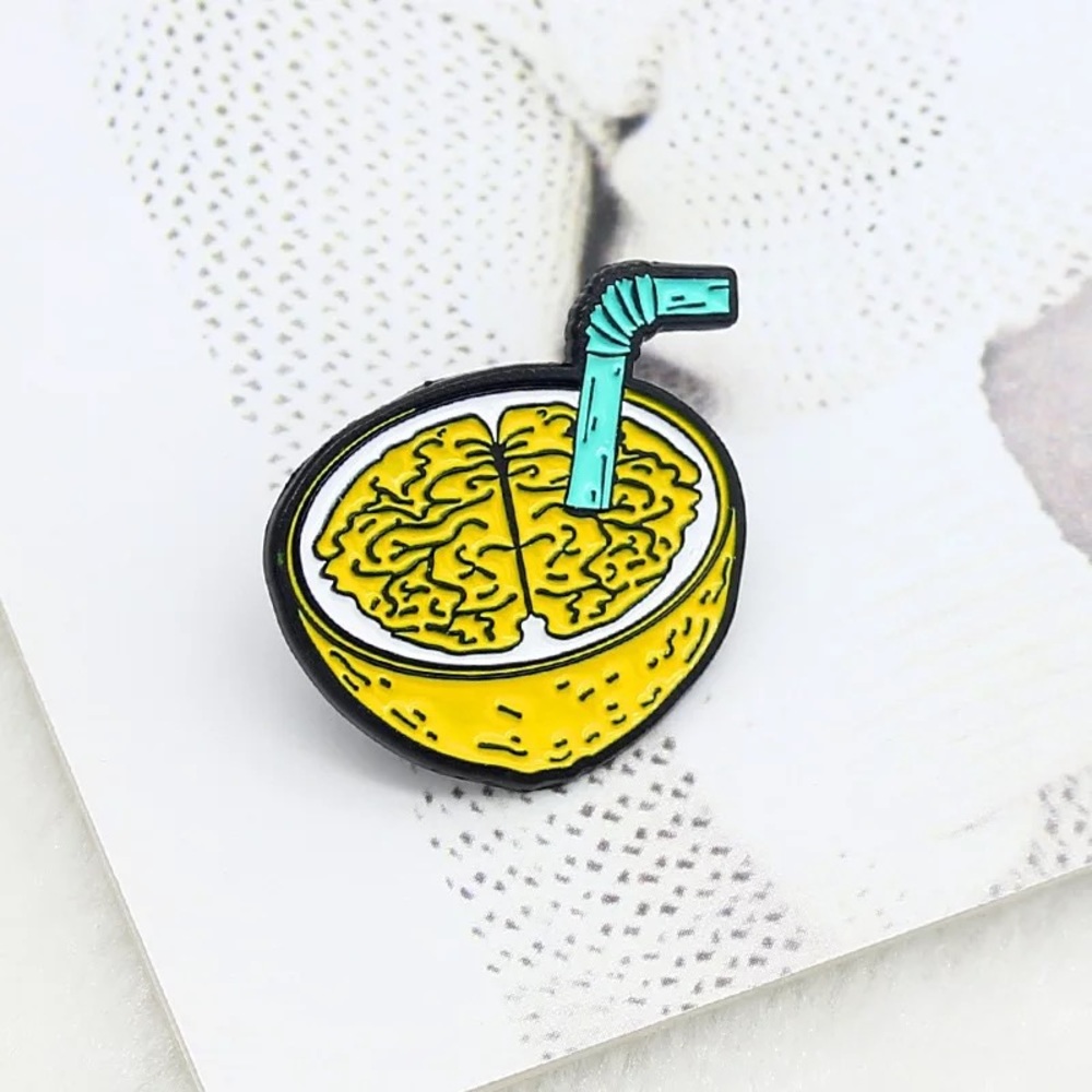 1 LEFT‼️ Surreal Lemonade Brain Enamel Pin Neuroscience Psych Chill Relax Badge - Picture 4 of 8